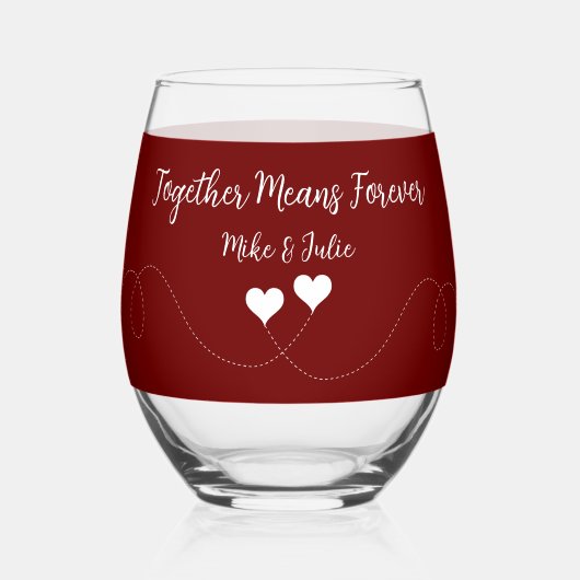 Trendy Liefde Bruiloft of Jubileum Thema Bulk Wijnglas Zonder Voet (Voorkant)