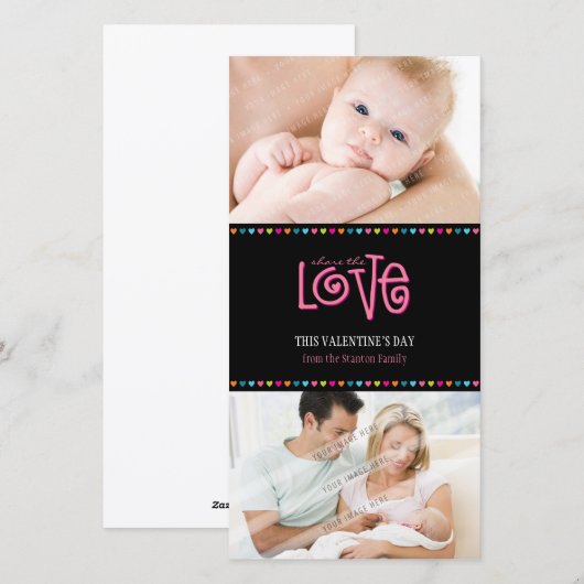 TRENDY LIEFDE FOTOKAART :: LOVELETTERS 2P FEESTDAGENKAART (Voorkant / Achterkant)