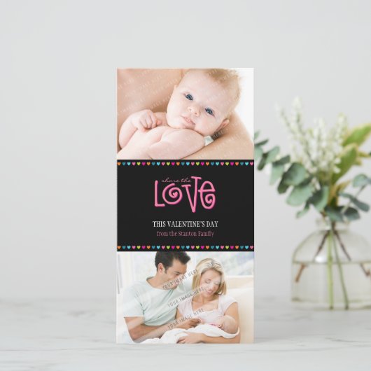 TRENDY LIEFDE FOTOKAART :: LOVELETTERS 2P FEESTDAGENKAART (Staand voorkant)