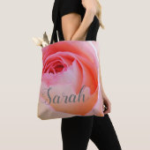 Trendy Liefde Gepersonaliseerd Roze Rose Design Tote Bag (Dichtbij)