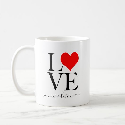 Trendy LIEFDE Gepersonaliseerde Naam Koffiemok (Links)
