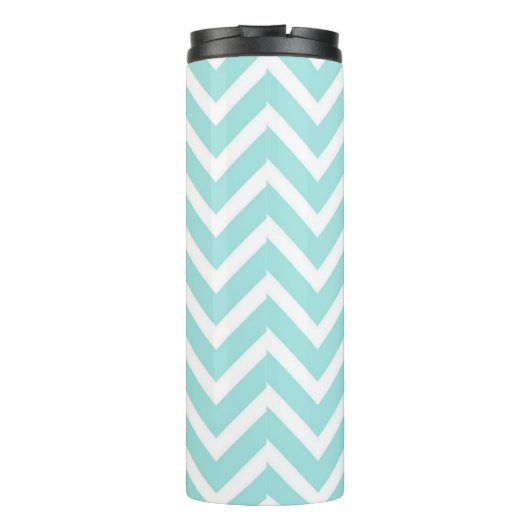 Trendy Light Blue Chevron Pink Monogram Thermosbeker (Achterkant)