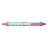 Trendy Light Blue Chevron Pink Monogram Zwarte Inkt Pen (Achterkant)