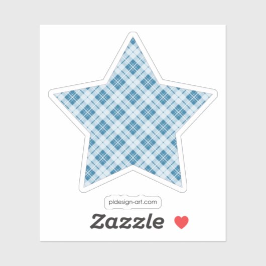 Trendy Light Blue tartan kerstster Sticker (Vel)