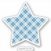 Trendy Light Blue tartan kerstster Sticker (Voorkant)
