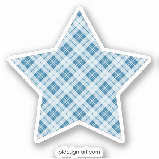 Trendy Light Blue tartan kerstster Sticker (Voorkant)