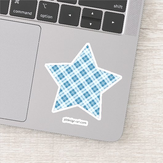 Trendy Light Blue tartan kerstster Sticker (Detail)