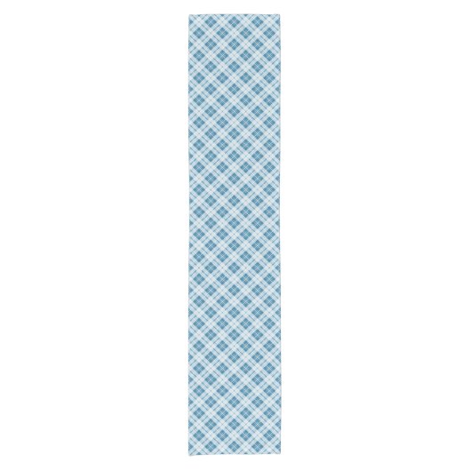Trendy Light Blue tartan Korte Tafelloper (Voorkant)