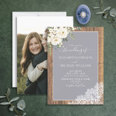 Trendy Light Grey Rustic Wood Script Photo Weddens Kaart