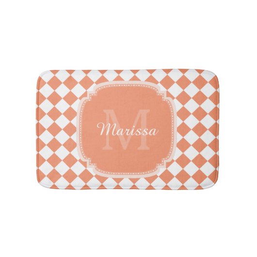 Trendy Light Oranje Gecontroleerde naam Badmat (Voorkant)