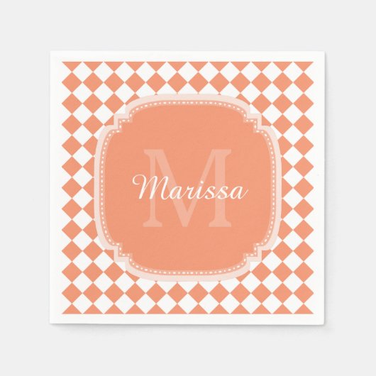 Trendy Light Oranje Gecontroleerde naam Servet (Voorkant)