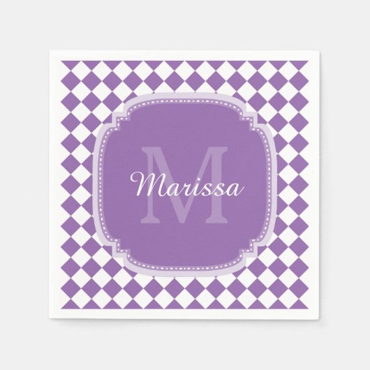 Trendy Light Paars Gecontroleerde naam Servetten (Voorkant)