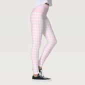 Trendy Light Pink and White Check Gingham Pattern Leggings (Rechts)