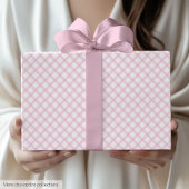 Trendy Light Pink & White Plaid Birthday Gift Wrap Cadeaupapier