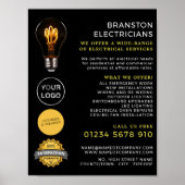 Trendy Lightbulb, elektricien Adverteren Poster (Voorkant)