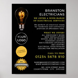 Trendy Lightbulb, elektricien Adverteren Poster