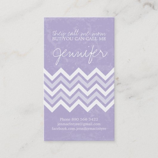 Trendy Lila Chevron mammecards Contactkaartje (Voorkant)