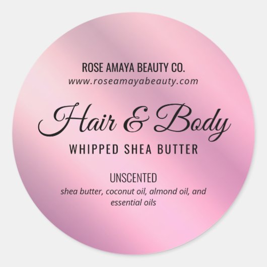 Trendy Lila Cosmetic Beauty Eigen Productlabel Ronde Sticker (Voorkant)