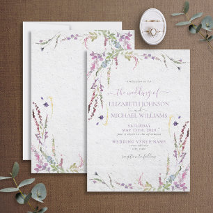 Trendy Lila Lavender Floral Garden Wedding Kaart