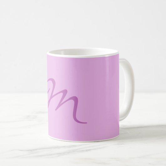 Trendy Lila Orchidee kleur Monogram Initiaal Lette Koffiemok (Voorkant rechts)