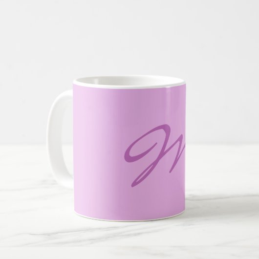 Trendy Lila Orchidee kleur Monogram Initiaal Lette Koffiemok (Voorkant links)