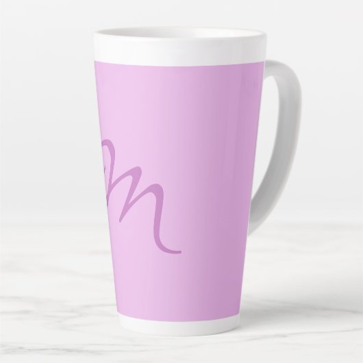 Trendy Lila Orchidee kleur Monogram Initiaal Lette Latte Mok (Rechterhoek)