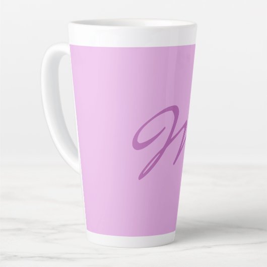 Trendy Lila Orchidee kleur Monogram Initiaal Lette Latte Mok (Linkerhoek)