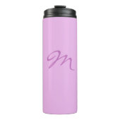 Trendy Lila Orchidee kleur Monogram Initiaal Lette Thermosbeker (Voorkant)