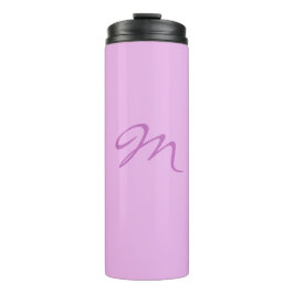 Trendy Lila Orchidee kleur Monogram Initiaal Lette Thermosbeker