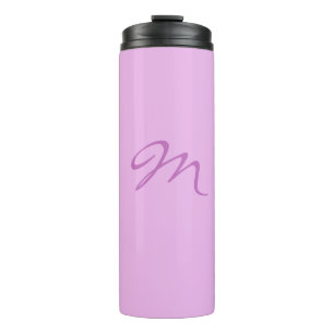 Trendy Lila Orchidee kleur Monogram Initiaal Lette Thermosbeker