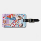 Trendy Lila Shopping meiden in het Bagagelabel van (Voorkant horizontaal)