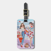Trendy Lila Shopping meiden in het Bagagelabel van (Voorkant verticaal)