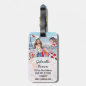 Trendy Lila Shopping meiden in het Bagagelabel van (Achterkant verticaal)