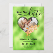 Trendy Lime Green Custom Photo Save The Date (Voorkant)