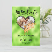 Trendy Lime Green Custom Photo Save The Date (Staand voorkant)