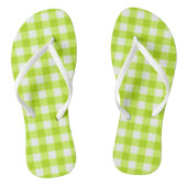 Trendy Lime Green Gingham Checked Pattern Teenslippers (Voetbed)