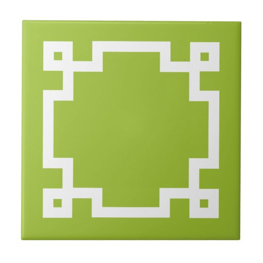 Trendy Lime Green White — hoofdgrens Griekenland Tegeltje (Voorkant)