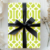 Trendy Lime Green & White Moroccan Trellis Pattern Cadeaupapier