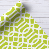 Trendy Lime Green & White Moroccan Trellis Pattern Cadeaupapier