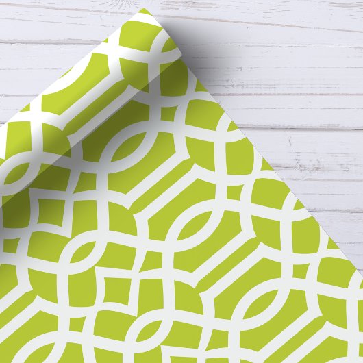 Trendy Lime Green & White Moroccan Trellis Pattern Cadeaupapier