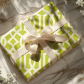 Trendy Lime Green & White Moroccan Trellis Pattern Cadeaupapier
