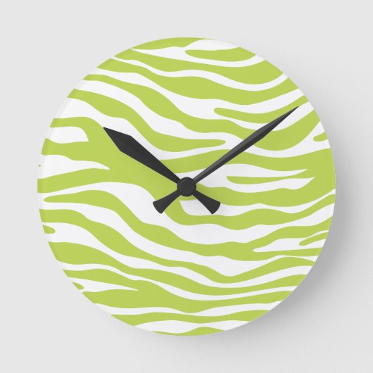 Trendy Lime Green Zebra Print Pattern Ronde Klok (Voorkant)