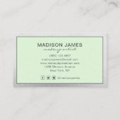 Trendy lime groen zilver moderne chique make-up ar visitekaartje (Achterkant)