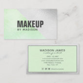 Trendy lime groen zilver moderne chique make-up ar visitekaartje (Voorkant / Achterkant)