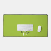 Trendy Lime Groen Zwart Wit Script Monogram Bureaumat (Keyboard & Muis)