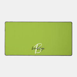 Trendy Lime Groen Zwart Wit Script Monogram Bureaumat