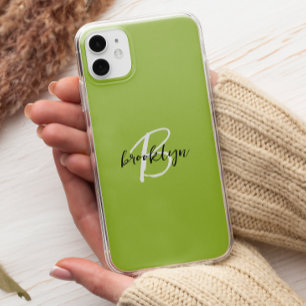 Trendy Lime Groen Zwart Wit Script Monogram  Case-Mate iPhone Case