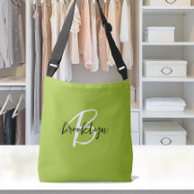 Trendy Lime Groen Zwart Wit Script Monogram