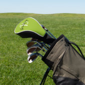 Trendy Lime Groen Zwart Wit Script Monogram Golfheadcover (Insitu)