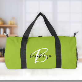 Trendy Lime Groen Zwart Wit Script Monogram Plunjezak